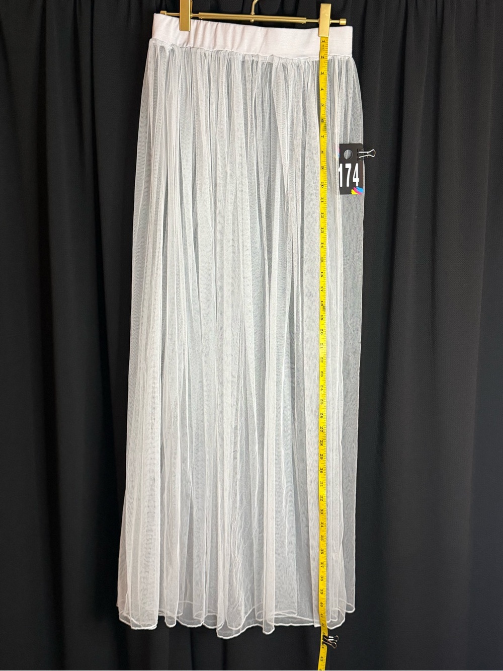 Light Gray Mesh Maxi Skirt - slightly tented - Picture 2 of 2